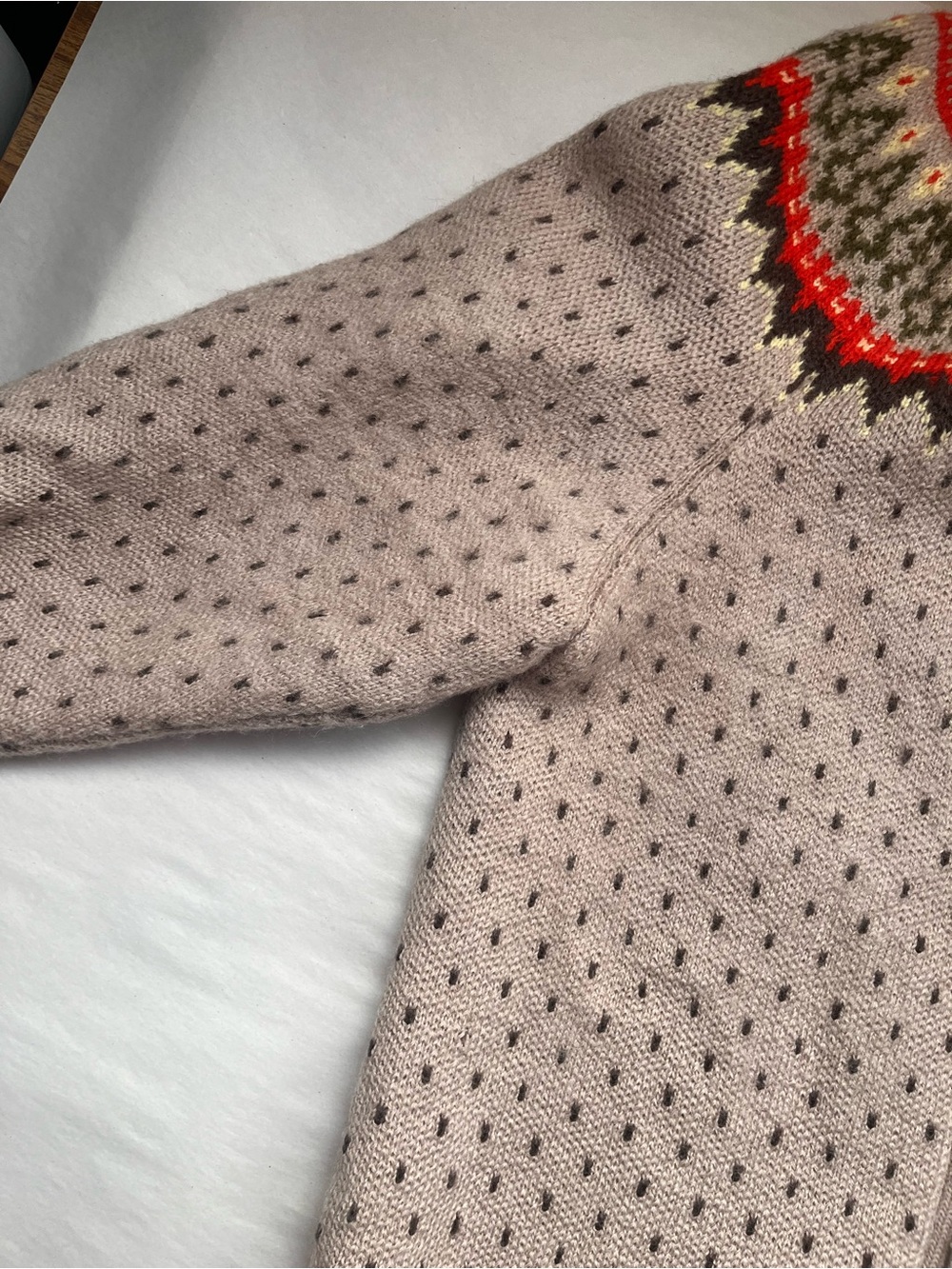 Women's Unbranded Wool Beige Fair Isle Button-Front Cardigan Cottagecore - Picture 5 of 13